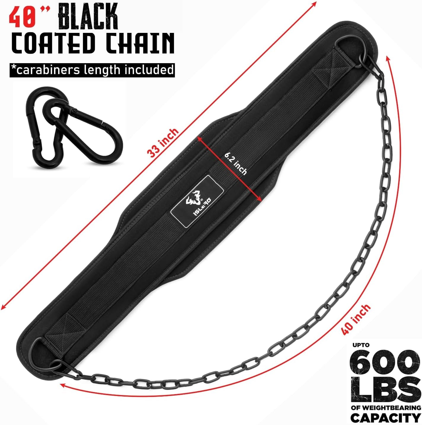 Dip Belt Weight Lifting Belt with 36 Inch Heavy Duty Steel Chain Lifting Belt for Men Women Powerlifting Weightlifting Workout Dipping Belt Chin Pull Ups Gym Training Deadlift Squat Neoprene